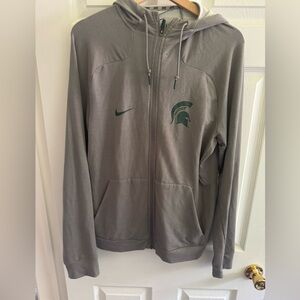 Nike Gray Hoodie with Dark Green Accents